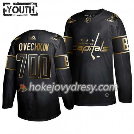 Dětské Hokejový Dres Washington Capitals Alexander Ovechkin 700 Goals Adidas 2019-20 Černá Golden Edition Authentic